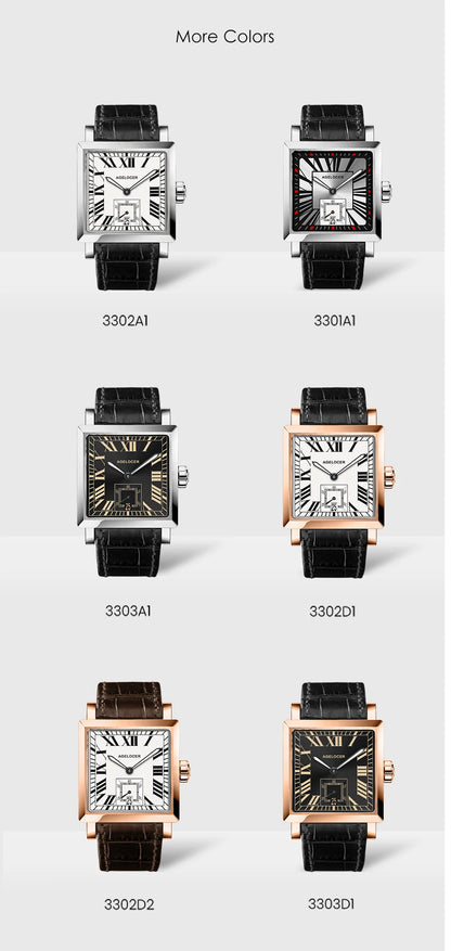 AGELOCER Original Codex Watch Men's Square Business Formal Automatic Mechanical Watch Birthday Gift for Men