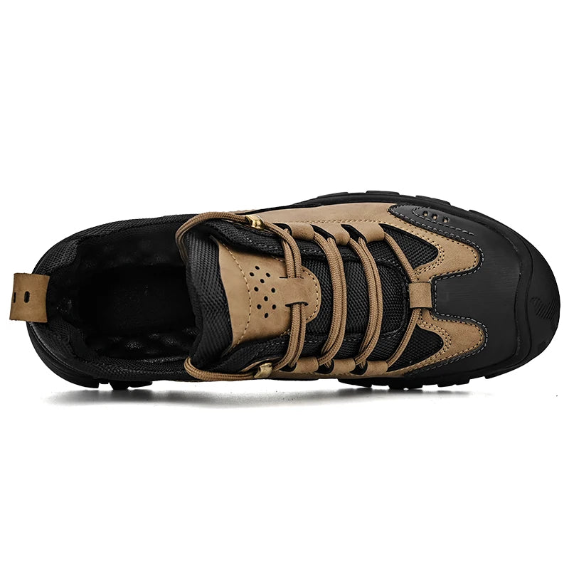 HIKEUP Comfortable Men Trekking Sneakers Male Shoes Waterproof Rubber Sole High Quality Hiking Shoes Wear-Resistant Non-Slip