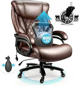 Sedia da ufficio Big & Tall 500Lbs, ampia seduta con molle dal design executive, sedia da scrivania girevole a 360 con rotelle heavy duty