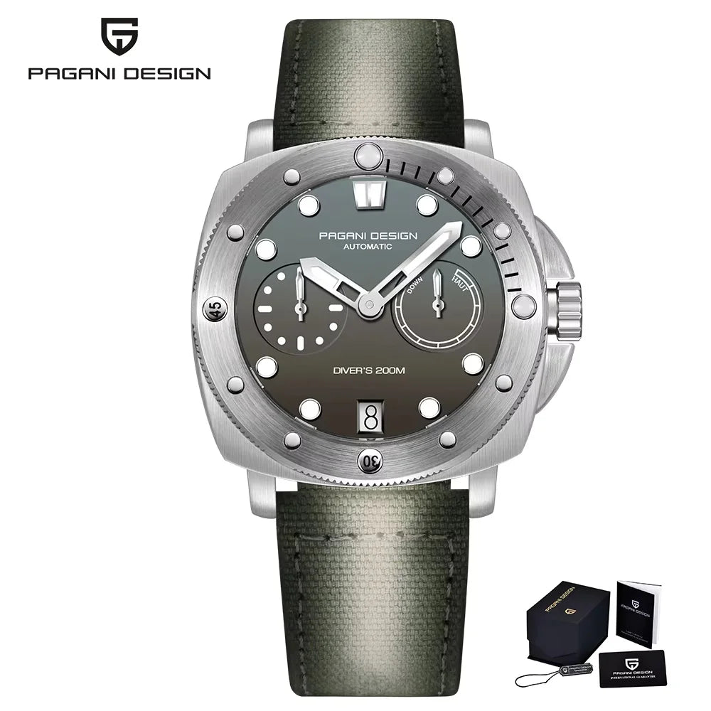 PAGANI DESIGN Men Mechanical Watch Luxury Sapphire Glass Luminous Automatic Watch 200M Waterproof Stainless Steel Watch For Men