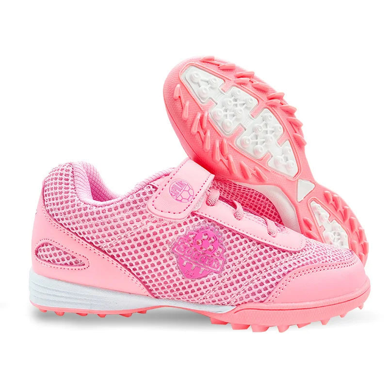Zapatillas de fútbol infantiles para niño y niña, cierre de velcro, botas de fútbol sin tacos, calzado para principiantes de lacrosse, críquet y béisbol