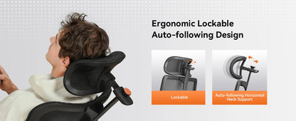 NEWTRAL MAGICH-BPRO Ergonomic Chair with Footrest, Auto-Following Backrest Headrest Office Chair, Adaptive Lower Back Support