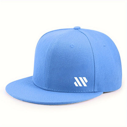 Baseball Hat With White Logo Unisex Adjustable Breathable Flat Brimmed Hat Lightweight Outdoor Travel Hat Headwear