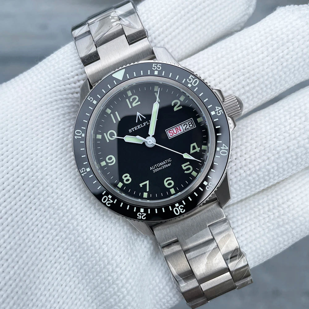 STEELFLIER Official SF787 Dive Luxury Wristwatches Double Calendar NH36 Movement Super Luminous 200M Waterproof Mechanical Watch