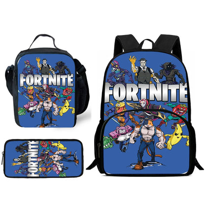 Hot Game Design Child Backpacks F-FortniteS Lunch Bag Pencil Case, Pupil Large Capacity School Bags for Boys and Girls, Best Gift