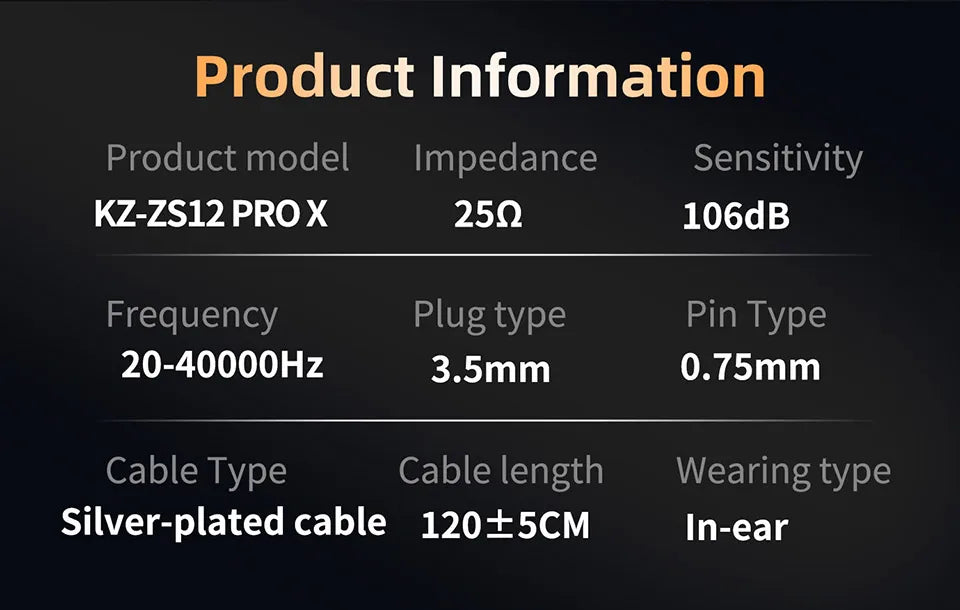 Auricolari IEM KZ ZS12 PRO X con tecnologia ibrida dinamica e armatura bilanciata, upgrade HiFi bassi, cuffie in-ear con cavo tuning