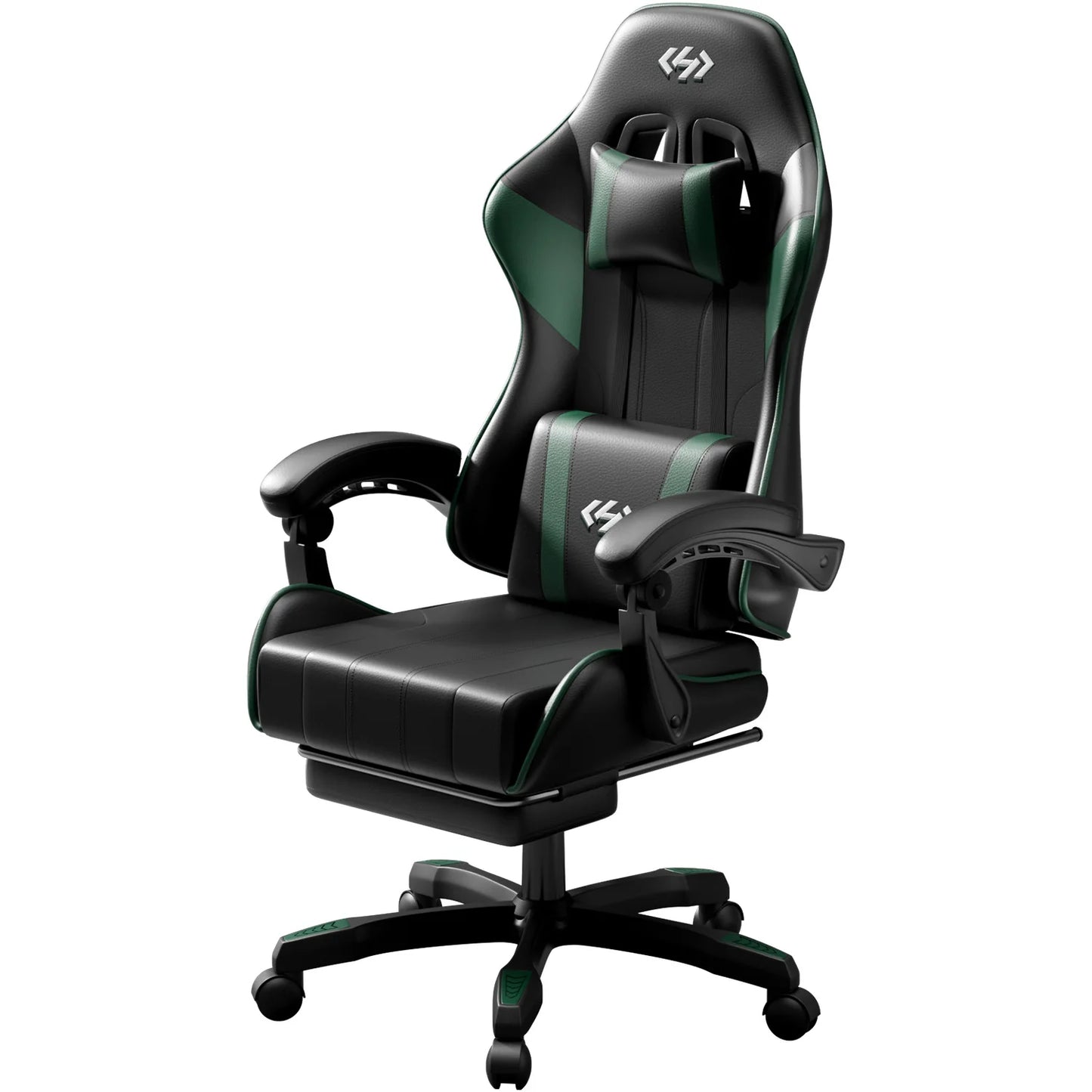 Cadeira gaming ergonómica, cadeira de escritório para computador com apoio para os pés e apoio de cabeça, cadeira de escritório para adulto com altura e encosto ajustáveis
