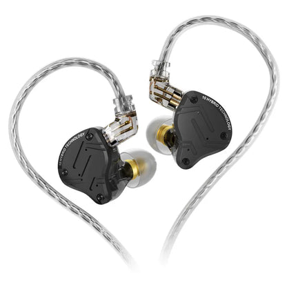 Auscultadores In-Ear com Fio KZ ZS10 Pro X, HiFi, Graves de Monitorização, Cabo Amovível e Microfone