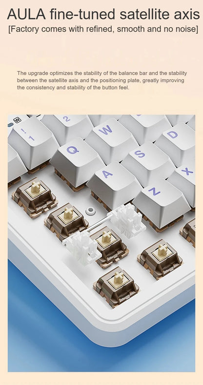 Teclado mecânico AULA F108 PRO personalizado, layout 100%, retroiluminação RGB, Bluetooth sem fios, switch HiFi, teclado gaming