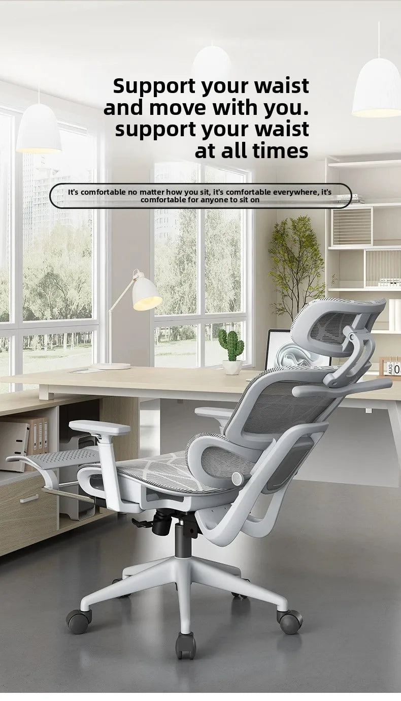 Ergonomic Office Computer Chair with Lumbar Support, Reclining Gaming Chair, Breathable Mesh Desk Chair, Adjustable Swivel Executive Chair for Long Sitting