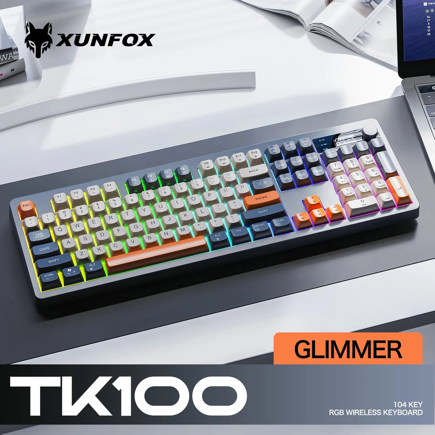Teclado XUNFOX TK100 inalámbrico 2.4 Bluetooth de doble modo para gaming, silencioso, oficina y portátil, universal