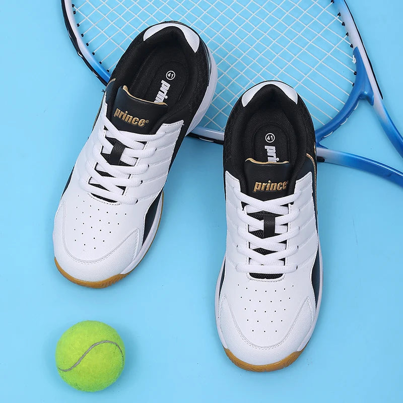 Professional Men Women Leather Badminton Shoes Couple Anti-Slip Training Sneakers Lightweight Tennis Shoes Volleyball Sport Shoes