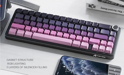 Attack Shark X66 Tastiera meccanica wireless 65% layout compatto, retroilluminazione RGB, gasket mount, hot swap, Bluetooth, USB-C, PBT, batteria ad alta capacità
