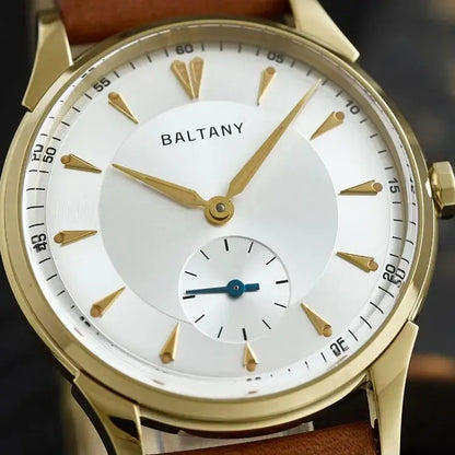 Baltany Men Automatic Watch 38.5mm Pilot Manual Winding Mechanical Wristwatch Sapphire 5ATM Small Second Dial ST1701 ST1700