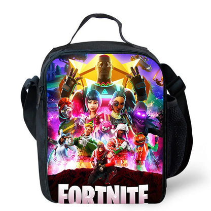 Cartoon FORTNITE Insulated Cooler Lunch Bag, Cute Portable Lightweight Picnic Bag for Boys & Girls Ages 5-10, Kids Daily Food Bag