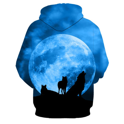 Felpe con cappuccio oversize 3D Animal Wolf da uomo e donna, moda casual, pullover hip hop Harajuku streetwear