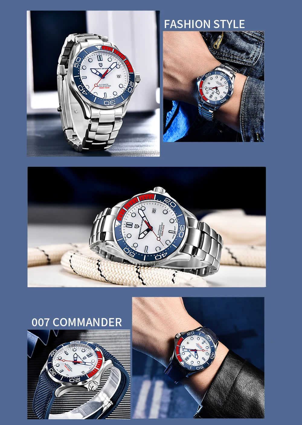 PAGANI DESIGN Men's Watches Mechanical Automatic Watch Sport Ceramic Bezel Luminous Stainless Steel Waterproof Top Watch for Men