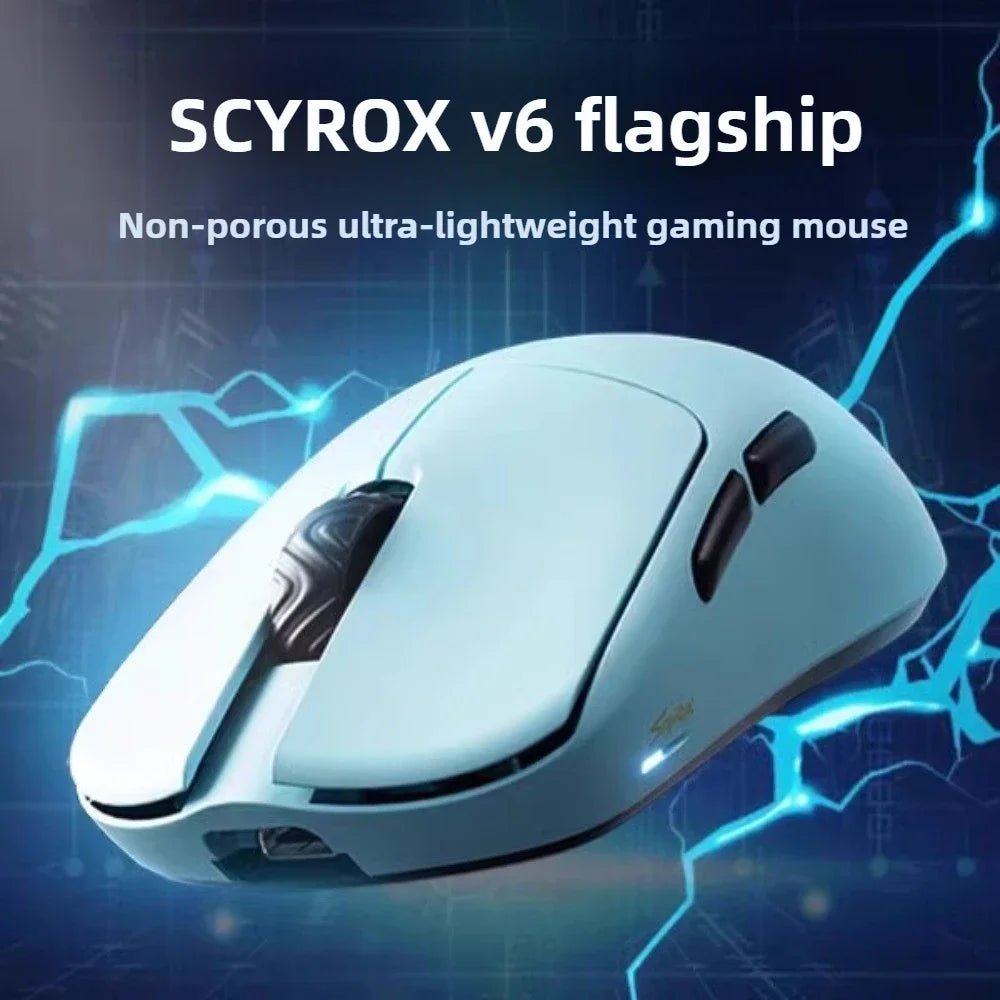 SCYROX V6 Non-Porous Wireless Mouse Esports 40g 750IPS with 8K Receiver Fast Response 3950 High Quality 8KHz Gaming Mouse