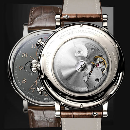Reloj de lujo suizo LOBINNI para hombre, mecánico automático con calendario perpetuo, cristal de zafiro y multifunción L13019-8