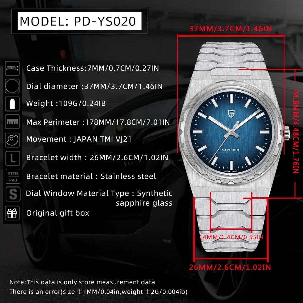 PAGANI DESIGN 2026 New Thin 7mm Fashion Men's Quartz Watch 10Bar Waterproof Stainless Steel Sapphire C3 Upgrade V2 reloj hombre