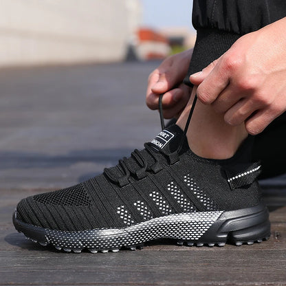 Zapatillas casuales para hombre de malla, ligeras, transpirables, con suela suave, calzado deportivo sin cordones tipo mocasín para hombre