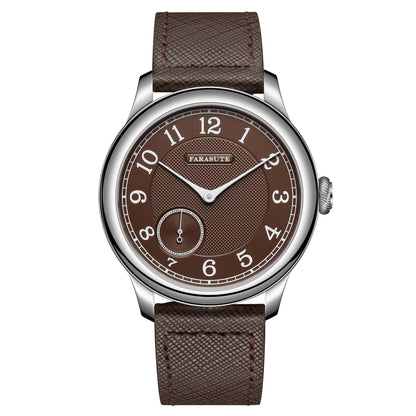 Reloj mecánico manual FARASUTE NEW Machinery para hombre, esfera salmón, ST17, segundero pequeño, estilo vintage, brazalete Bonklip