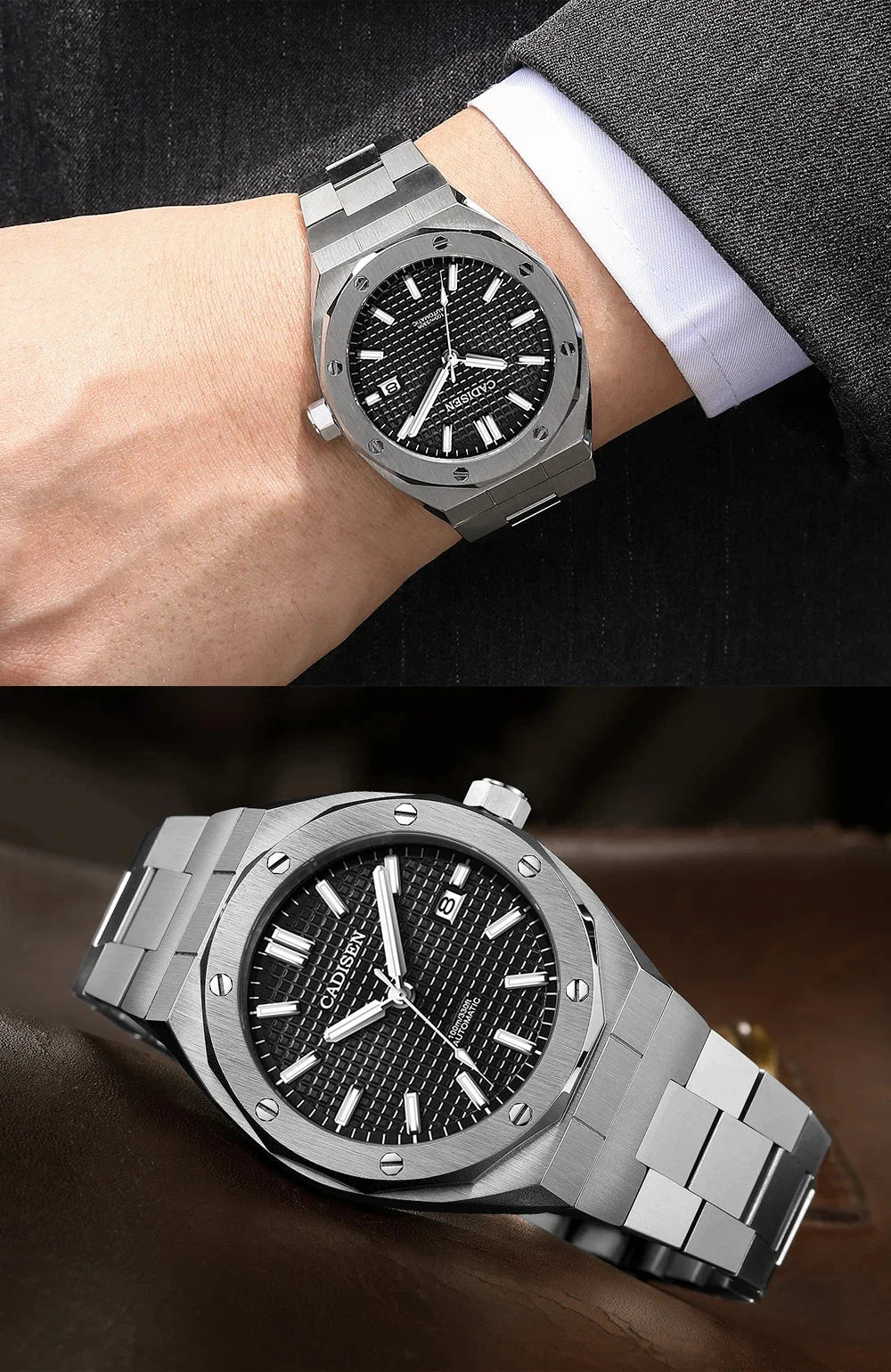 CADISEN Luxury Design 42MM Men Watches Japan MIYOTA 8215 Sapphire Glass Mechanical Automatic Watch Men 100M Waterproof