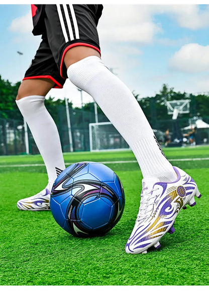 Original Soccer Cleats Men Training Shoes Outdoor Non-slip Children's Football Shoes Long Spikes Men's Futsal Shoes Size 32-45