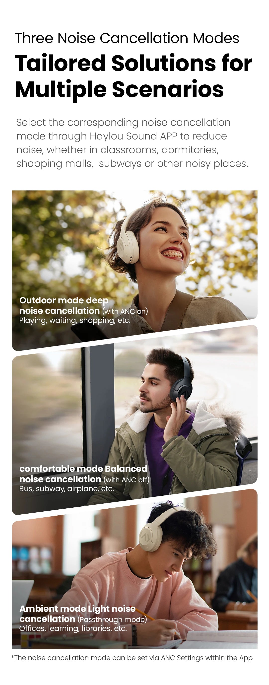 HAYLOU S30 Wireless Bluetooth 5.4 Headphones – 43dB Adaptive Noise Cancelling Over-Ear Headphones, 40mm Driver, 80H Playtime Hi-Res ANC Headset with Microphone