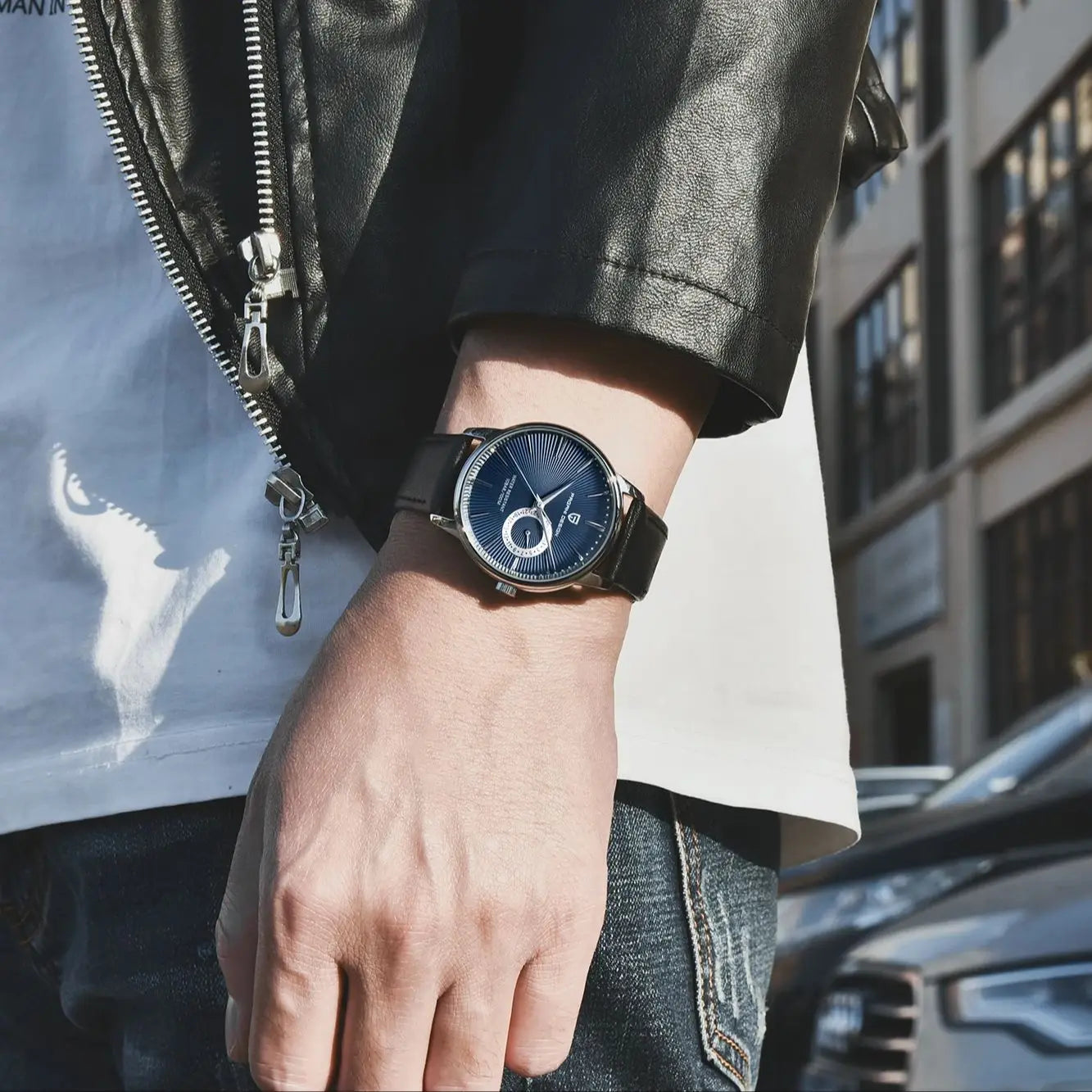 PAGANI DESIGN Men's Casual Quartz Watch Light Luxury All-Match Coated Glass Waterproof Stainless Steel Dial Date Display Watch