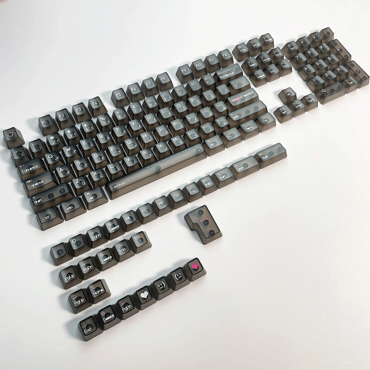 132 Keys Arabic Keycaps Fog Transparent PC Material OEM Height UV for Mechanical Keyboard AULA F75 Ajazz Ak820pro Game Mad 60he