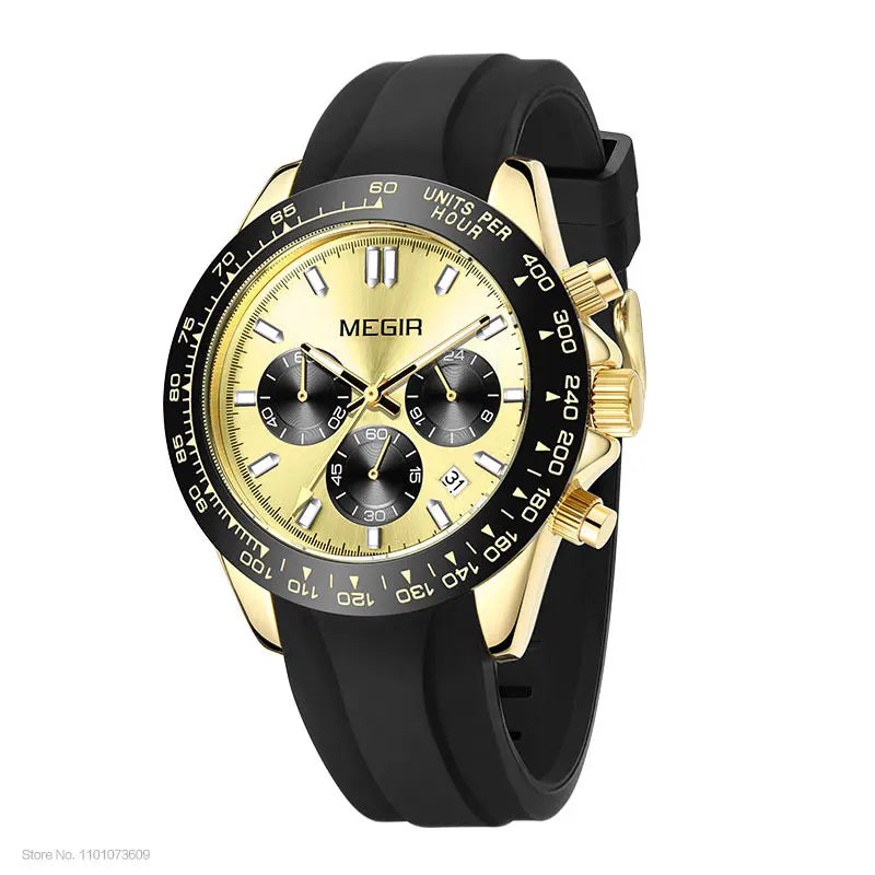 Reloj de hombre MEGIR, marca de lujo, reloj deportivo de cuarzo, correa de acero inoxidable, resistente al agua, cronógrafo, reloj de pulsera
