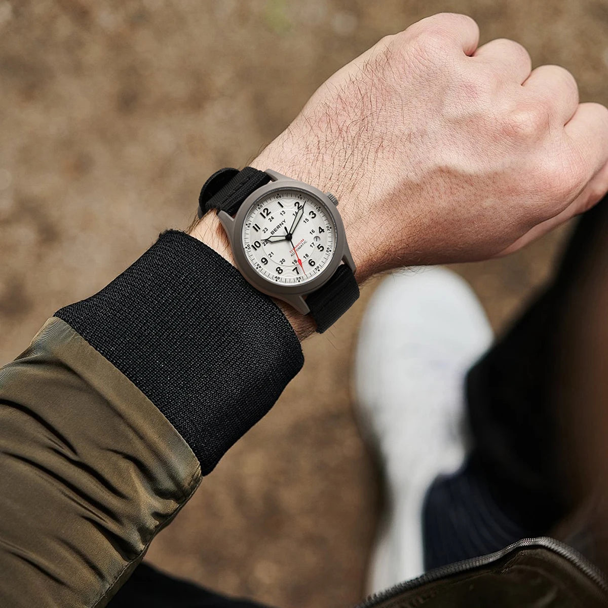 BERNY Titanium Automatic Men's Field Watches Date Sapphire Super Luminous Sports Easy Read Outdoor 10ATM Mechanical Watch