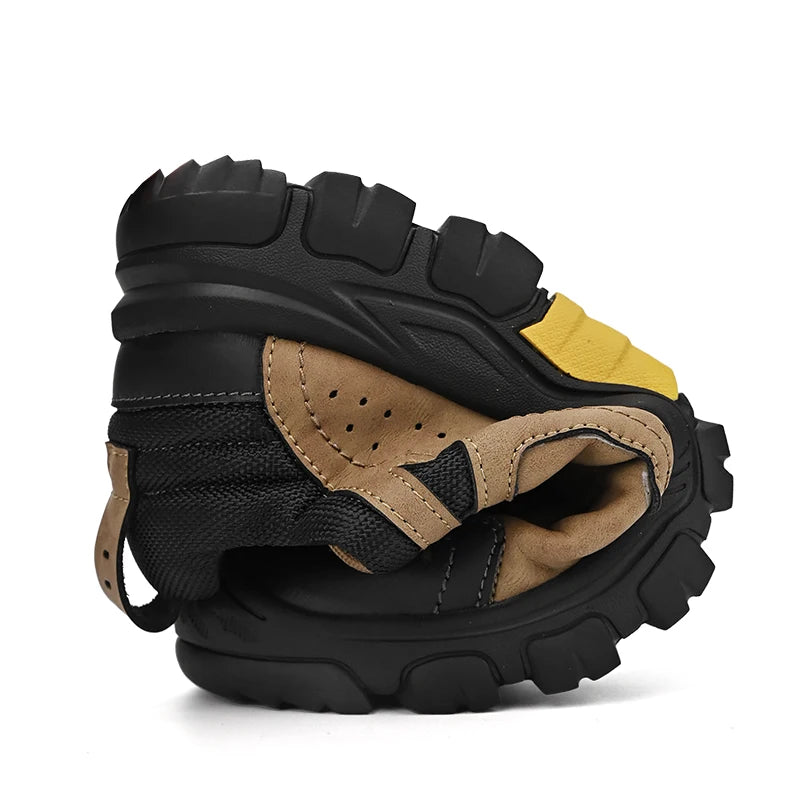 HIKEUP Comfortable Men Trekking Sneakers Male Shoes Waterproof Rubber Sole High Quality Hiking Shoes Wear-Resistant Non-Slip