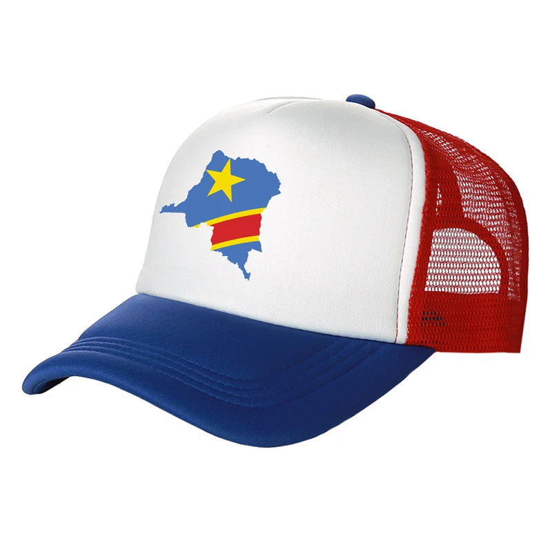 Democratic Congo Trucker Cap Men Democratic Republic of the Congo Hat Baseball Cap Cool Summer Unisex Mesh Net Caps