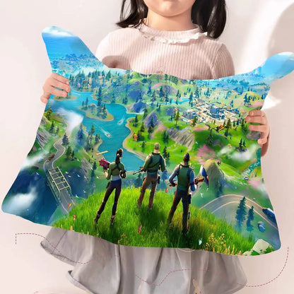 Toalha de almofada antiderrapante premium Cartoon Game F-FortniteS em poliéster de secagem rápida, com fronha antiderrapante segura.