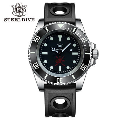 STEELDIVE SD1954 Black Dial 41MM Stainless Steel NH35 Automatic Movement What Ghost Mens 300M Dive Watch  Sapphire Glass