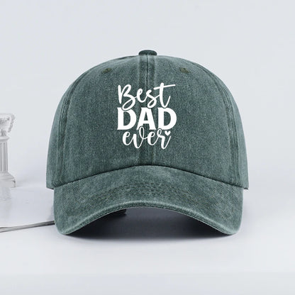 “Best DAD Ever” Printed Vintage Washed Baseball Cap – Adjustable, Casual, Men's Father's Day Gift, Dad Cap – Fishing & Hiking