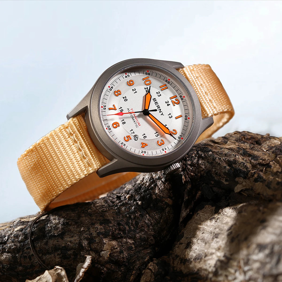 BERNY Titanium Automatic Men's Field Watches Date Sapphire Super Luminous Sports Easy Read Outdoor 10ATM Mechanical Watch
