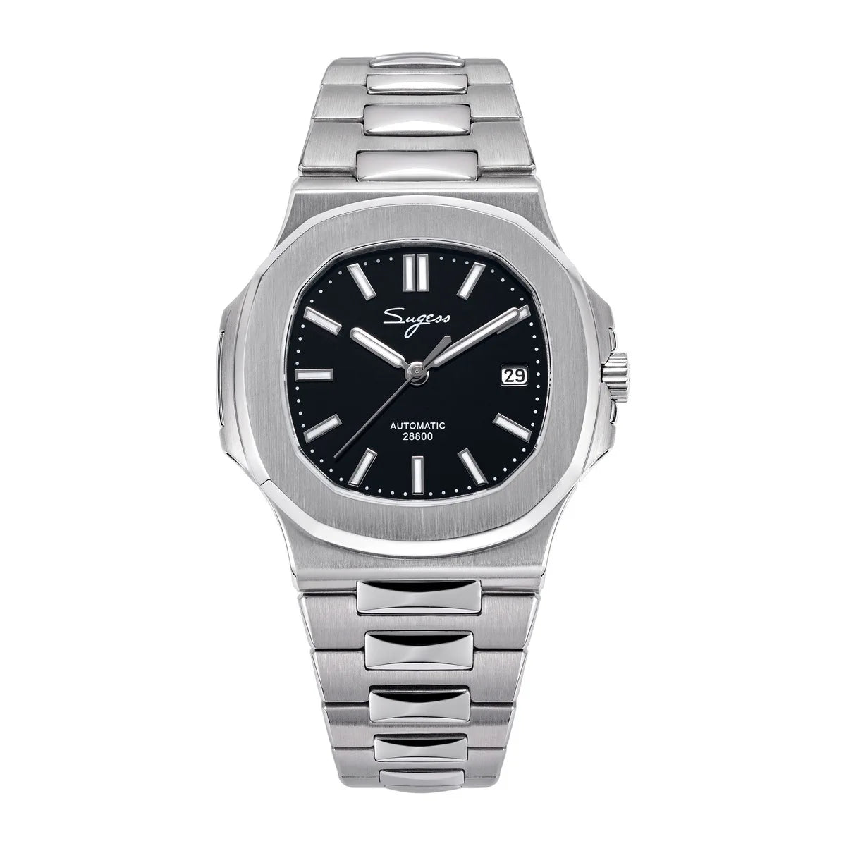 Sugess Man Watch Automatic Mechanical Wristwatches Miyota 9015 Movement MOP Dial Luminous Waterproof 5bar Bracelet Luxury S466