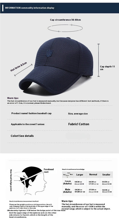 Nouvelle casquette de baseball en maille printemps-été, casquette de sport d'extérieur, casquette respirante anti-UV, casquette simple et décontractée pour homme et femme