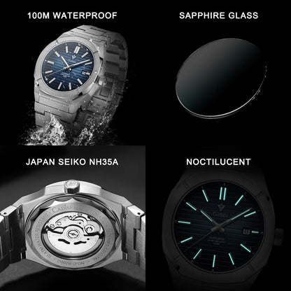 CADISEN Watch for Men Luxury Automatic Men Miyota 8215 Movement Sapphire Crystal 42mm Dial 100m Waterproof Wristwatches C8200