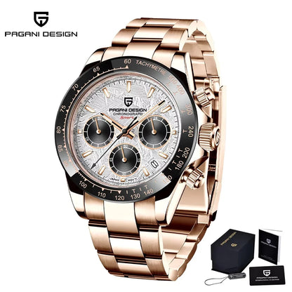 Nuevo original PAGANI DESIGN PD-1664 reloj de pulsera de lujo para hombre con movimiento de cuarzo japonés VK63, cristal de zafiro, cronógrafo impermeable dorado