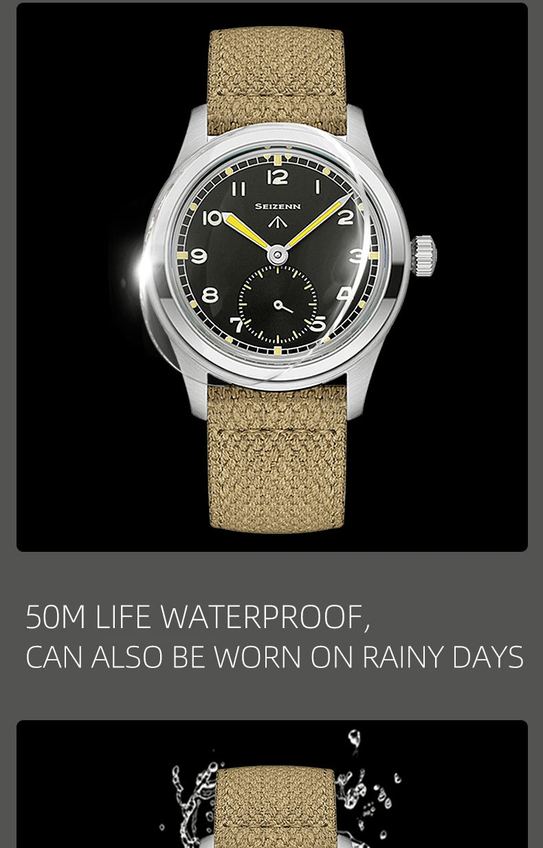 Classic Retro Arrow Pilot Watch Male Mens WWII 12 Mechanical Satch Manual Hand Wind Luminous Stain Steel Merkur 38mm Case