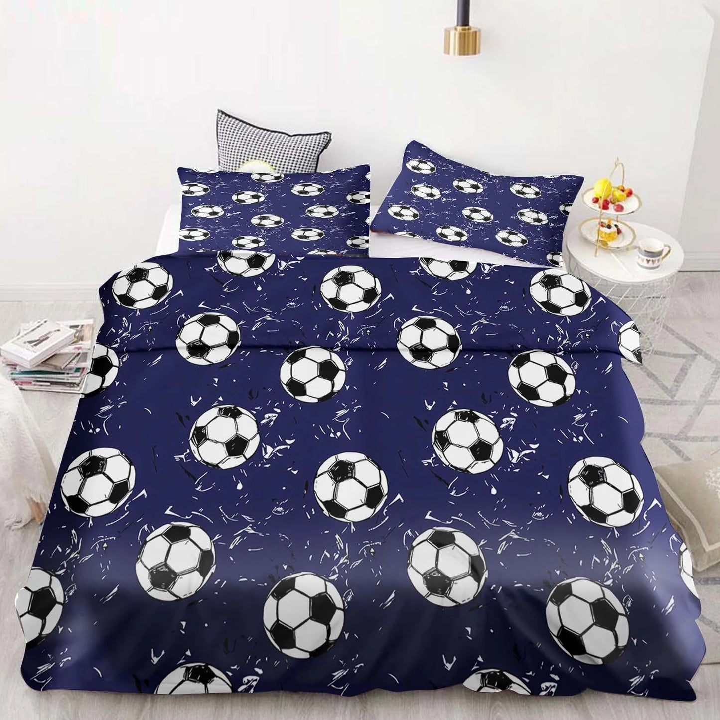 Football Duvet Cover Set Comforter Bedding 3D Children’s Bedding Set 3-Piece 1 Quilt Cover King Size