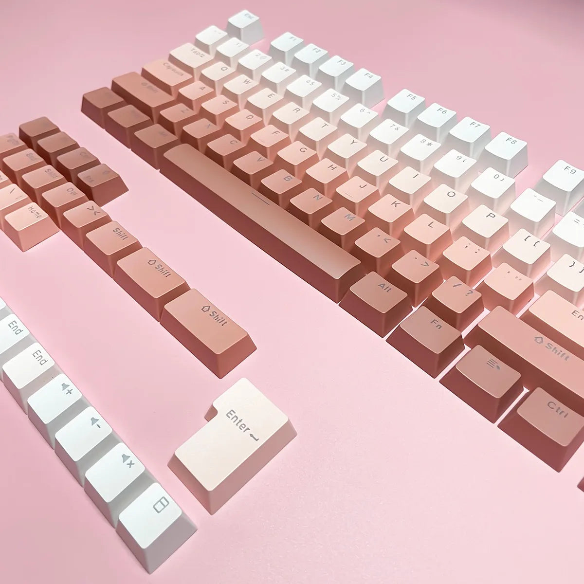Keycap RGB gamer retroilluminati a gradiente per tastiera meccanica con switch MX, profilo OEM, PBT bianco e blu, layout ISO, tasti fai da te