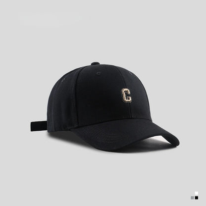 Hard-top C Letter Baseball Cap Men Women's Korean version of the tide peaked cap wide-brimmed big head  the curved brimmed hat