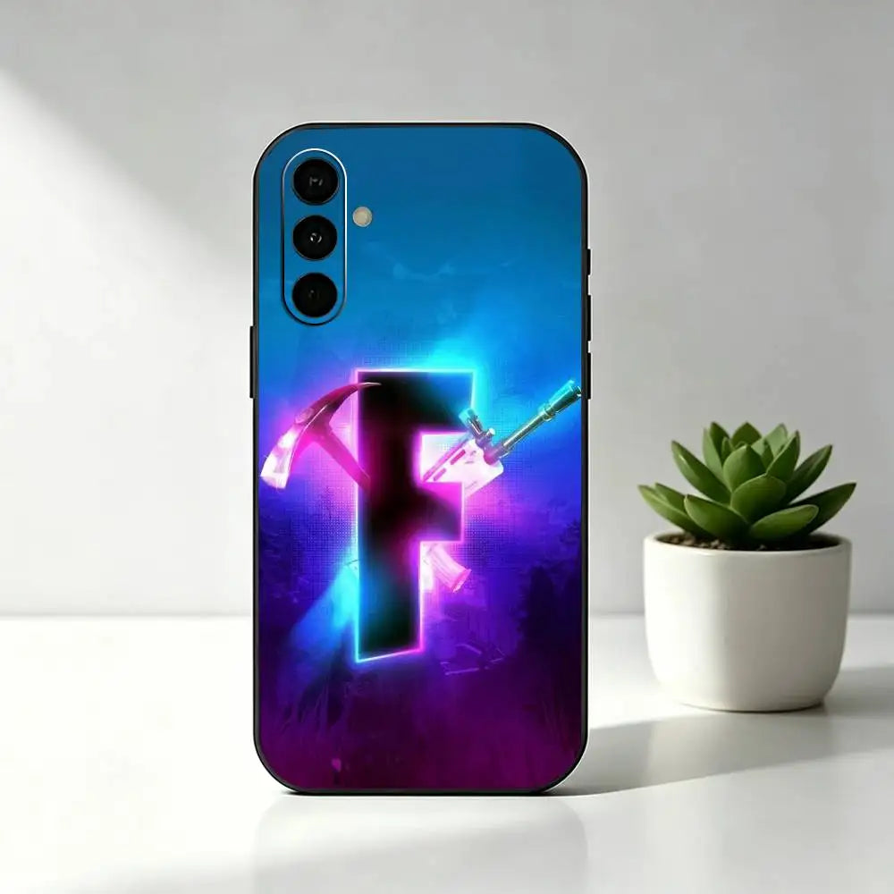 R-Royales F-Fortnite Game Phone Case Black Silicone Soft for Samsung Galaxy A73, A72, A71, A70, A53, A52, A51