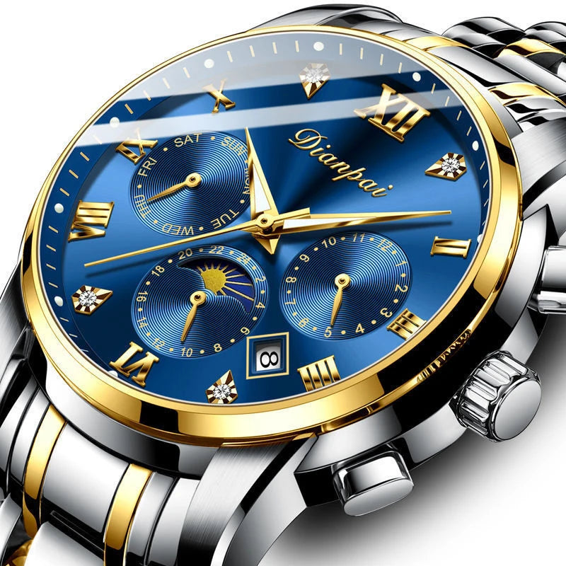 Reloj mecánico automático para hombre Dianpai: modelo de lujo, resistente al agua, multifunción, con pantalla luminiscente y diseño moderno.