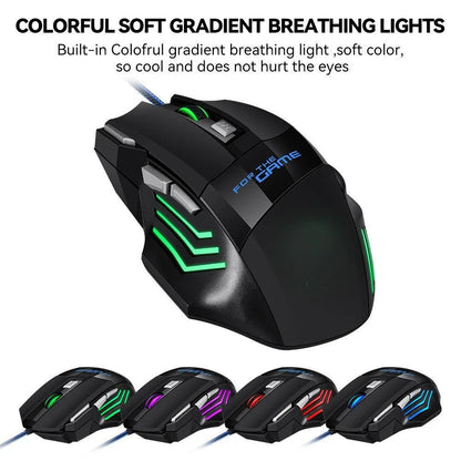 1 rato gaming USB Hyperspeed novo para PC, retroiluminado RGB, rato gaming ergonómico 7D para esports, com fios, para portátil e PC gamer